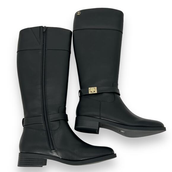 NEW Charter Club Johannes Riding Boots Black Faux Leather Knee High Size 5 NWOT - Picture 6 of 13